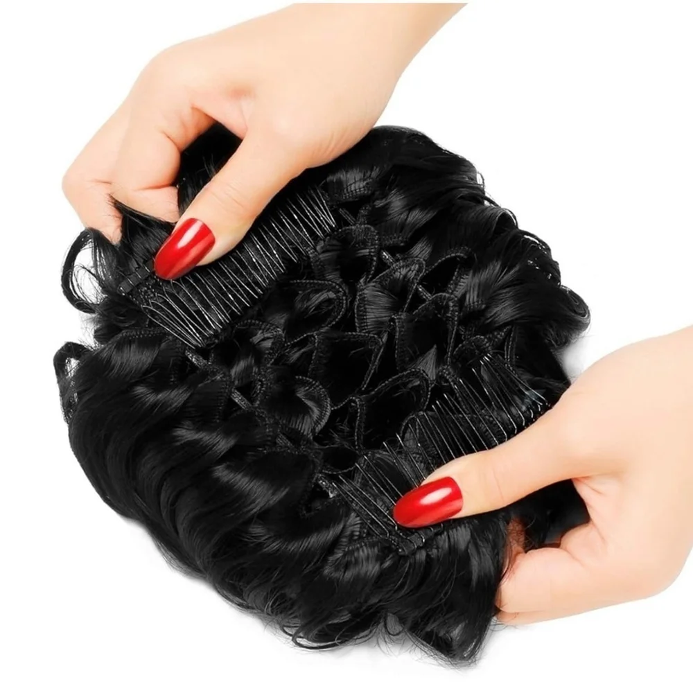 Messy Bun Scrunchie Chignon Updo Curly Bun Combs in Hairpiece